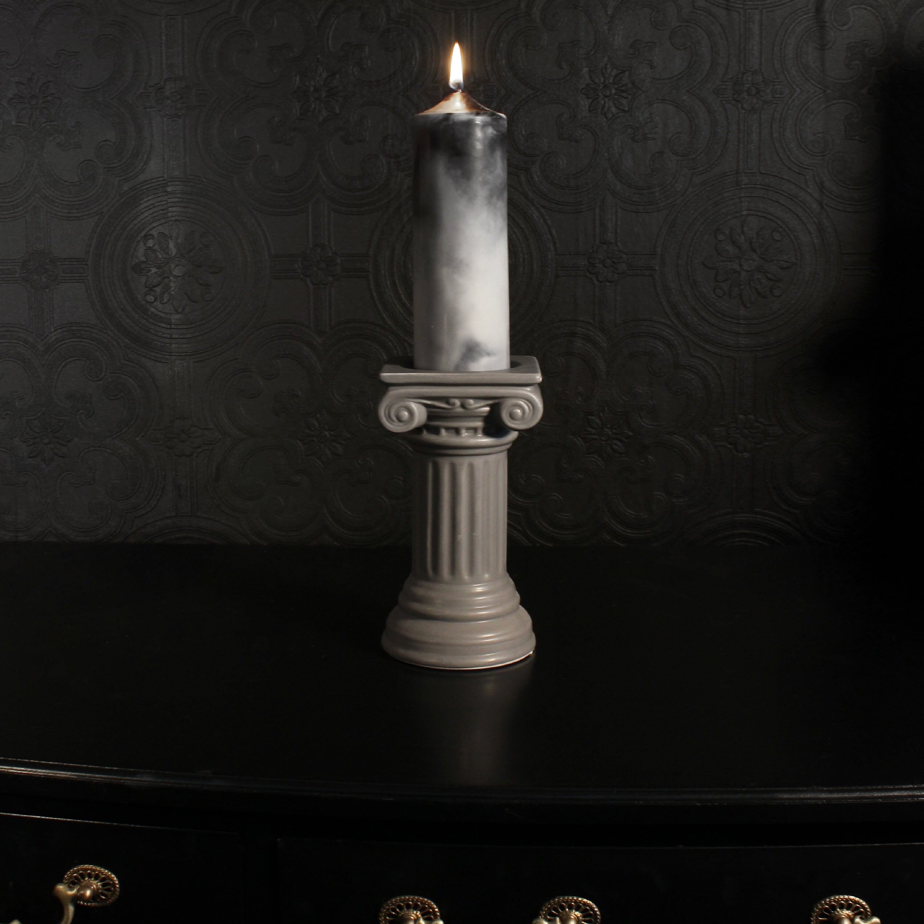 Column Candle Holder - Stone Grey