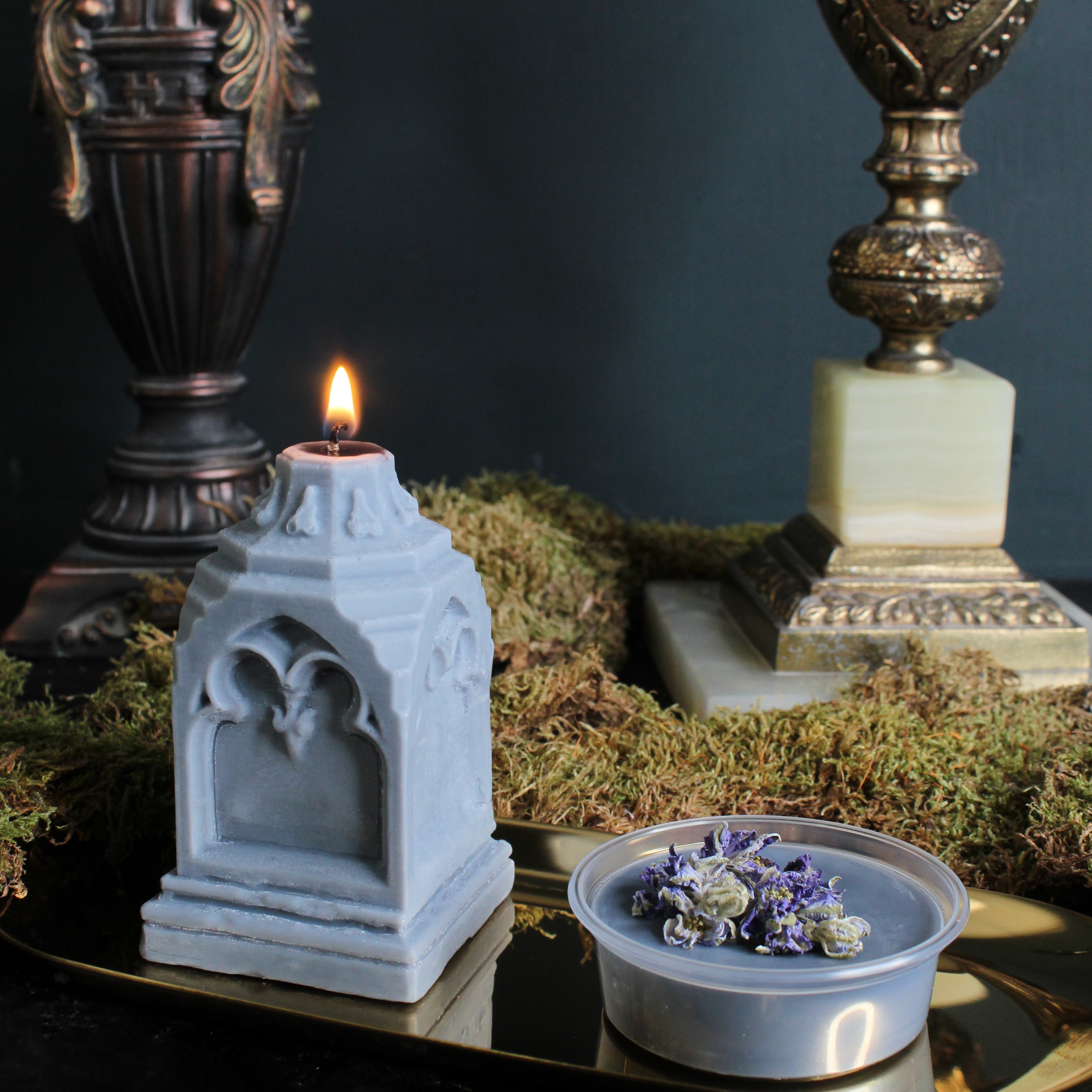 Gravemarker Gothic Candle - Grey
