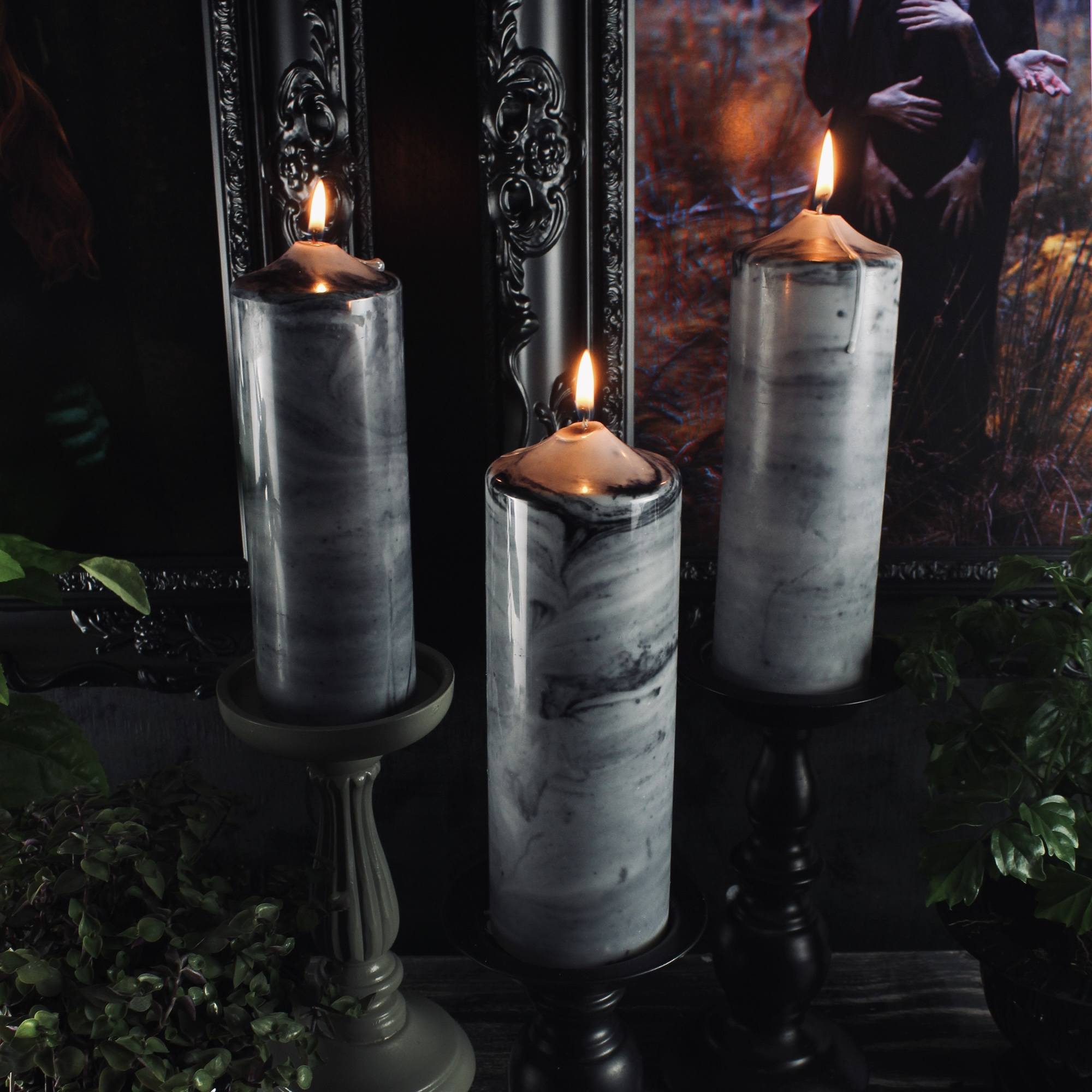 gothic pillar candle the blackened teeth
