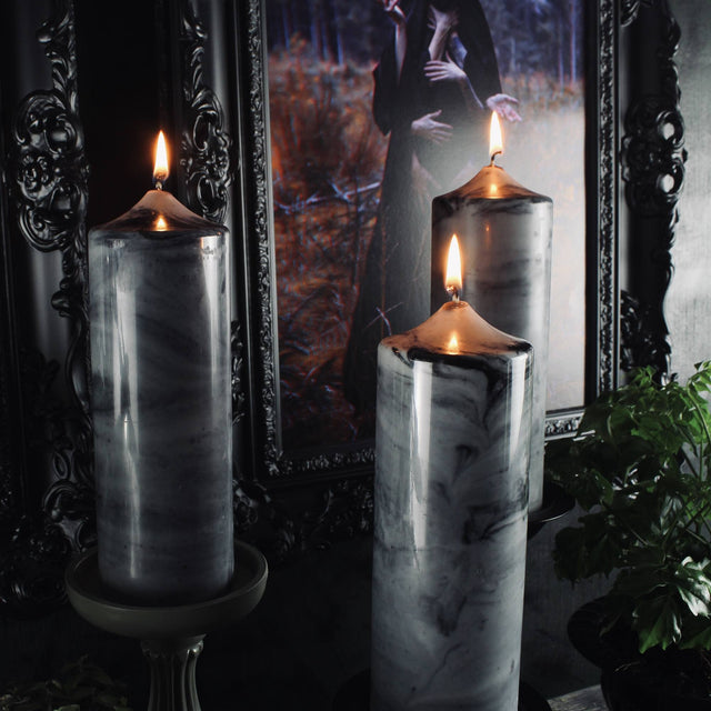 Gravestone Grey Pillar Candle The Blackened Teeth Ltd